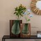 Pair of 10 and 12-Inch Wood and Glass Inlay Vases - Merging the Natural Warmth and Texture of Wood with the Elegance and Color of Glass, Perfect for Enhancing Home Decor, Office Desk and Kitchen Table